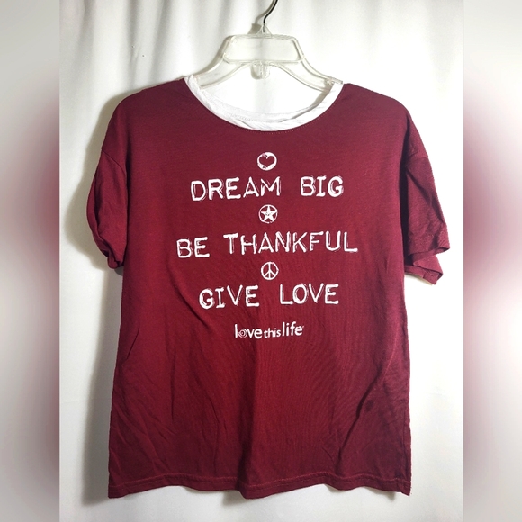Love This Life maroon short sleeve tee women's S  #1784 - Picture 1 of 3